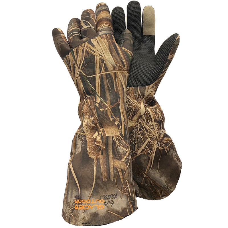 Glacier Glove قفاز جليدي للجنسين مقاوم للماء مرن مع قبضة آمنة بطانة من الفليس مقاوم للنيوبرين للصيد في الشتاء للصيد في الهواء الطلق بطول الكوع، Realtree Max-7، كبير - Image 2
